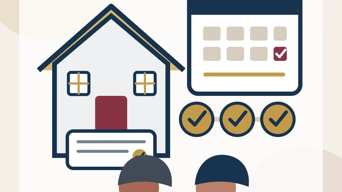 Illustration of a Veteran homeowner discussing a VA Partial Claim with a mortgage servicer beside a three-month trial plan calendar
