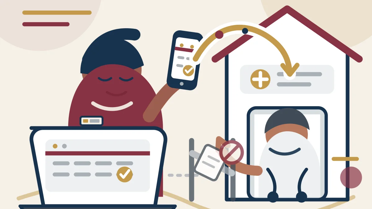 Illustration of a woman Veteran scheduling a VA gynecology appointment directly
