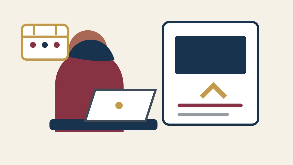 A woman veteran organizing online coursework, a calendar and education records at a desk